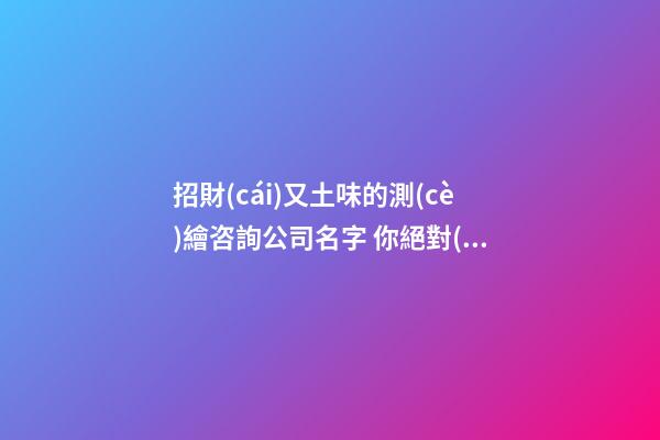 招財(cái)又土味的測(cè)繪咨詢公司名字 你絕對(duì)喜愛這類美名-第1張-公司起名-玄機(jī)派